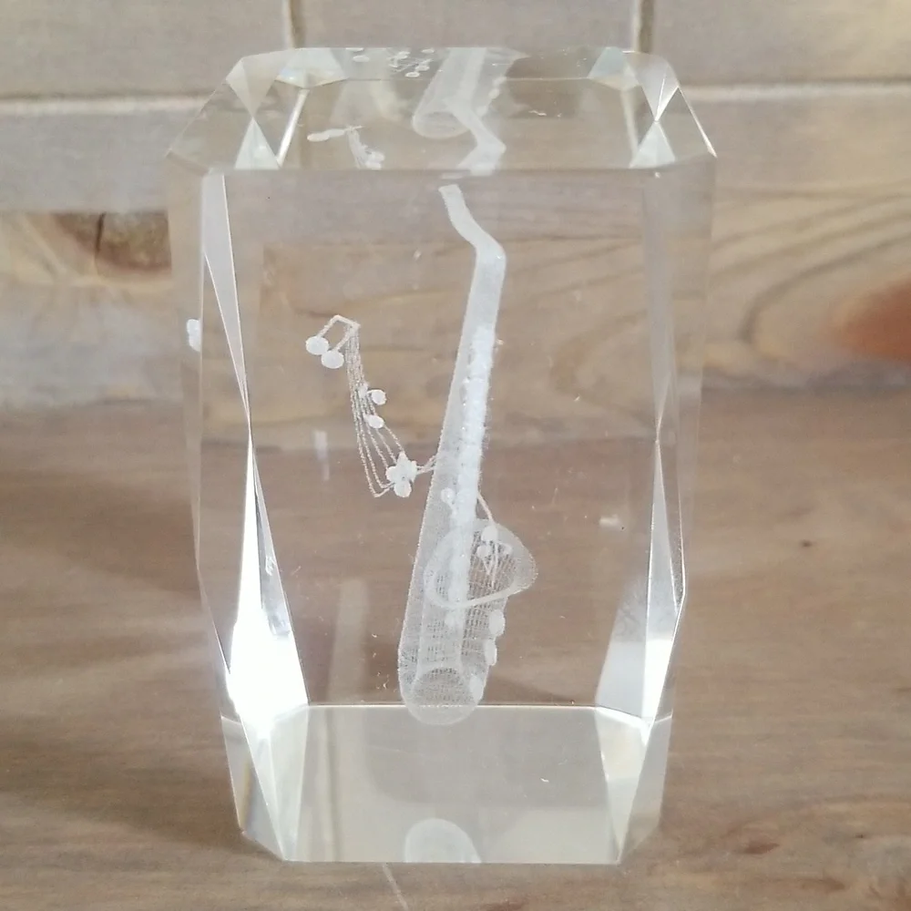 Crystal Prism Glass with Saxophone